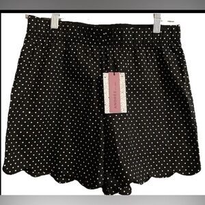 Andree by Unit Womens Black Polka Dot Scalloped Hem Shorts Size M